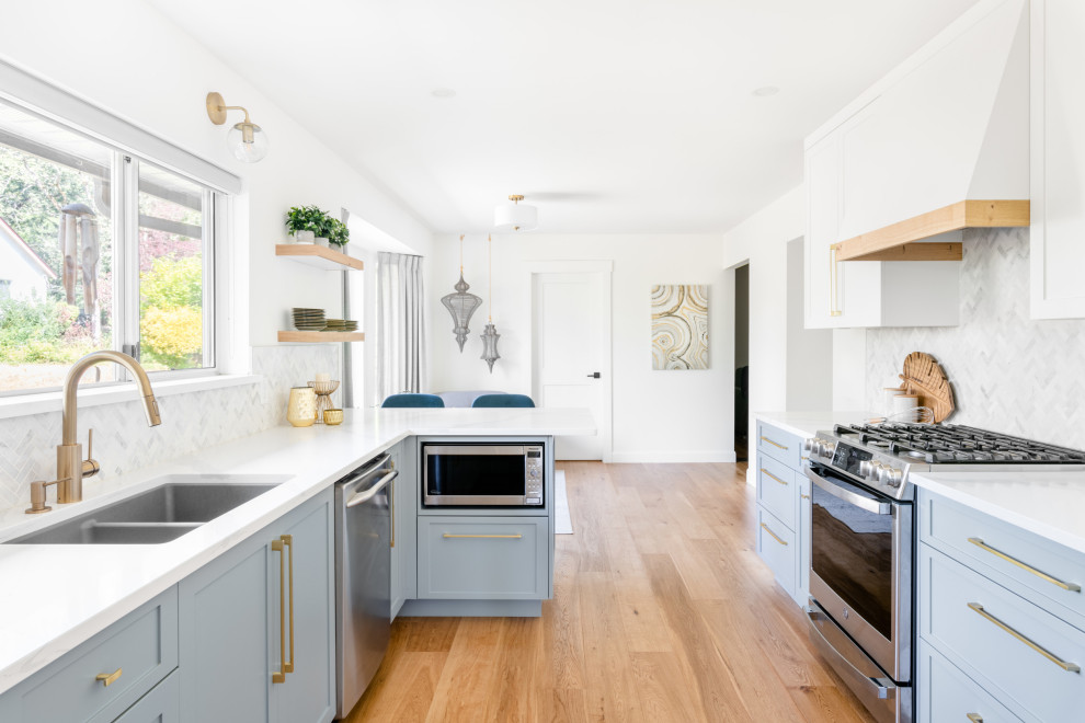 Kitchen - transitional galley kitchen idea