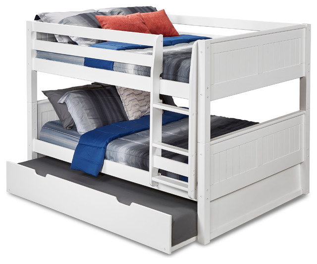 Camaflexi Full Over Low Bunk Bed With Twin Trundle Panel Camaflexi Full Over Low Bunk Bed With Twin Trundle Panel Headboard White Contemporary Beds By