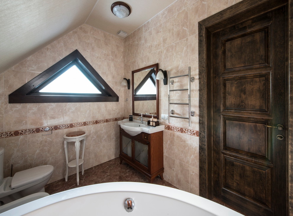 Design ideas for a country bathroom in Moscow.