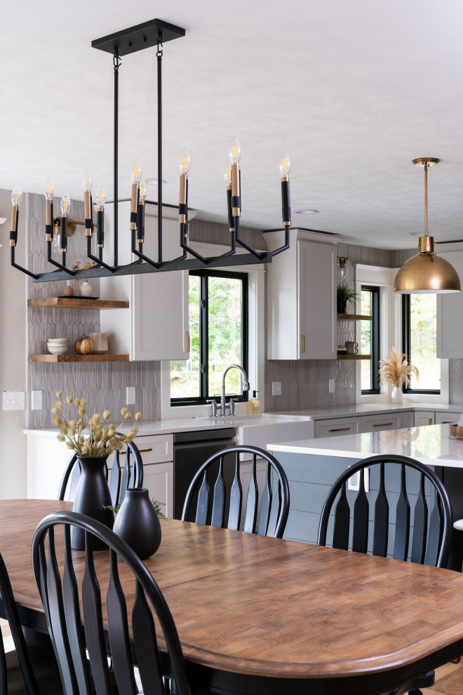 White and Bold with a Hint of Gold Dining Room Grand Rapids by