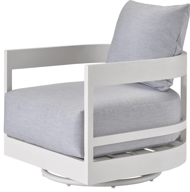 South Beach Swivel Chair Transitional Outdoor Lounge Chairs by