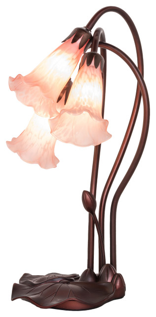 16 High Pink Pond Lily 3 Light Accent Lamp