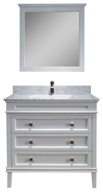 Bordeaux 36 Vanity With Mirror And White Carrara Marble