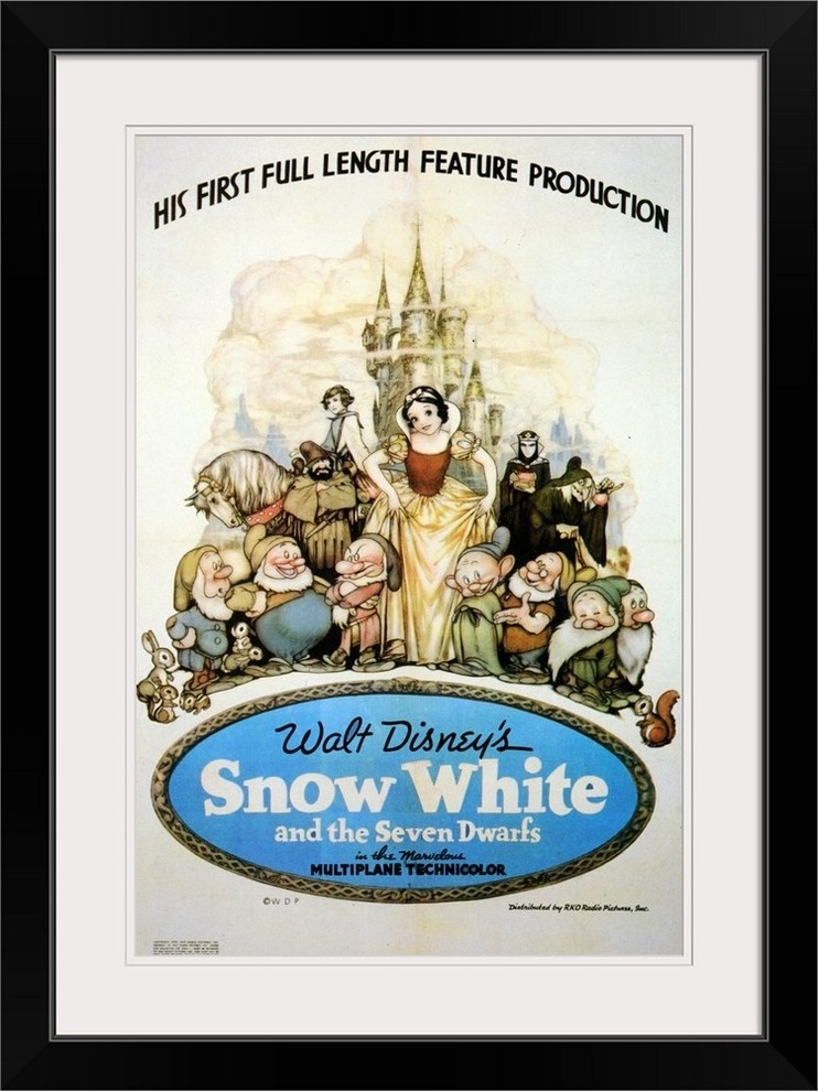 Snow White And The Seven Dwarfs 1937 Black Framed Art Print Contemporary Prints And Posters By Great Big Canvas
