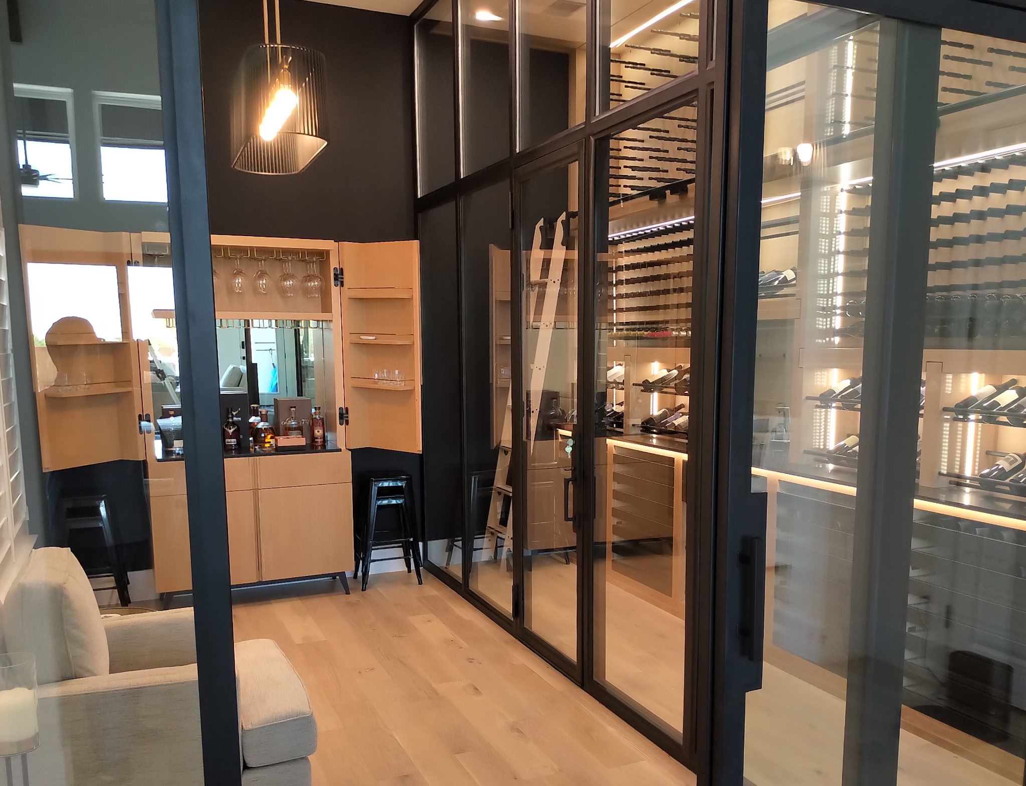 CUSTOM MODERN GLASSWARE CABINET