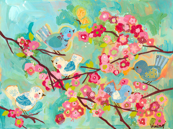 "Cherry Blossom Birdies" Canvas Art by Winborg Sisters, 24"x18"