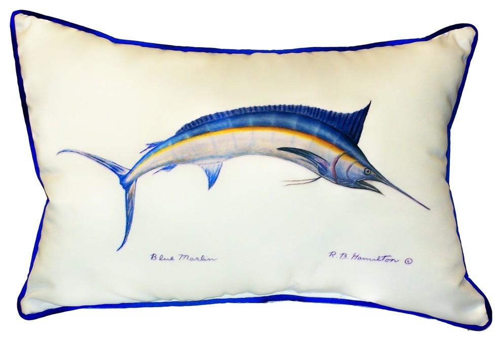 Blue Marlin Large Indoor/Outdoor Pillow 16x20