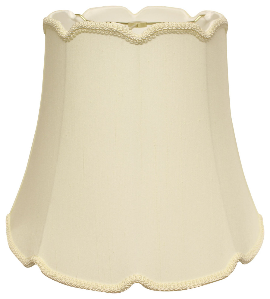 16" Ivory Empire Slanted Cylinder Scroll Edge Silk Lampshade