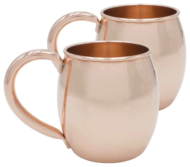 Extra Thick Pure Copper Moscow Mule Mug  Unlined And Uncoated, Set Of 2, 22oz
