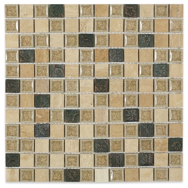 Roman Desert Tan W/ Deco Glass Tile Sample