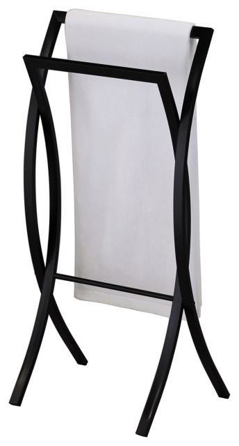 Harada Double Free Standing Modern Bathroom Towel Rack Stand, Black Metal -  Transitional - Towel Racks & Stands - by Pilaster Designs | Houzz
