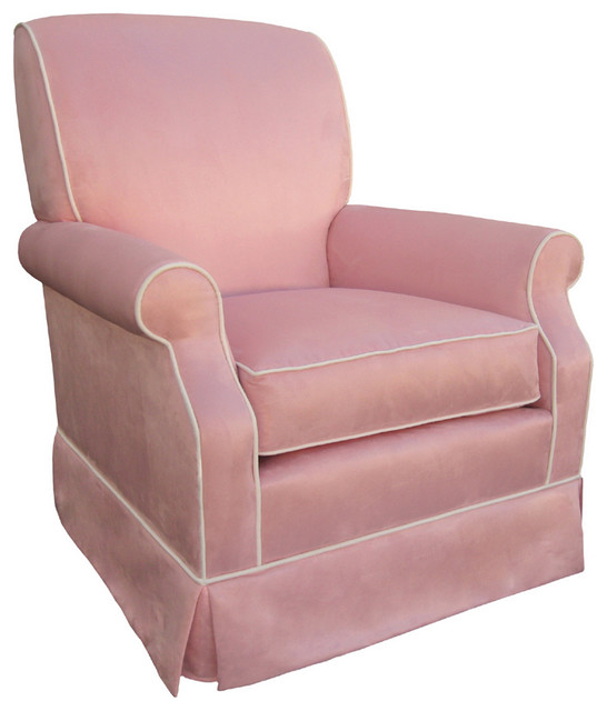 Club Rocker Glider Pink Faux Suede Modern Rocking Chairs by Rosenberry Rooms