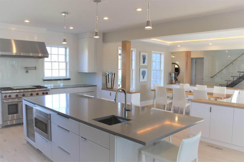 Example of a minimalist kitchen design in Boston