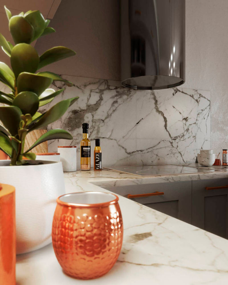 Gray-pink interior. Apartment in St. Petersburg in the neoclassical style