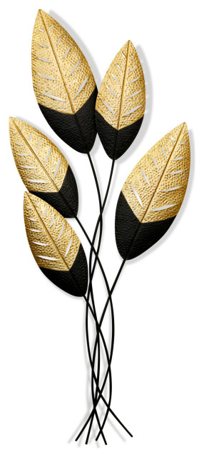 Black and Gold Metal Wall Sculpture 17"Wx41"H3"D - Contemporary - Metal ...