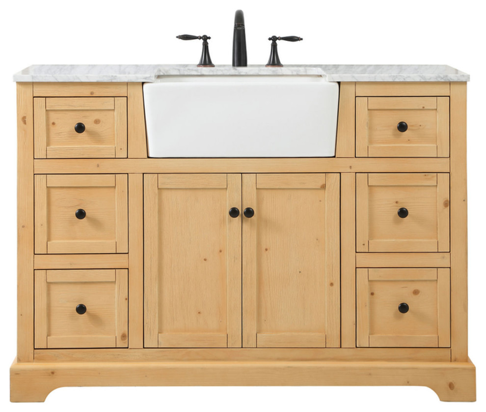 48" Single Bathroom Vanity, Natural Wood, Vf60248Nw - Transitional ...