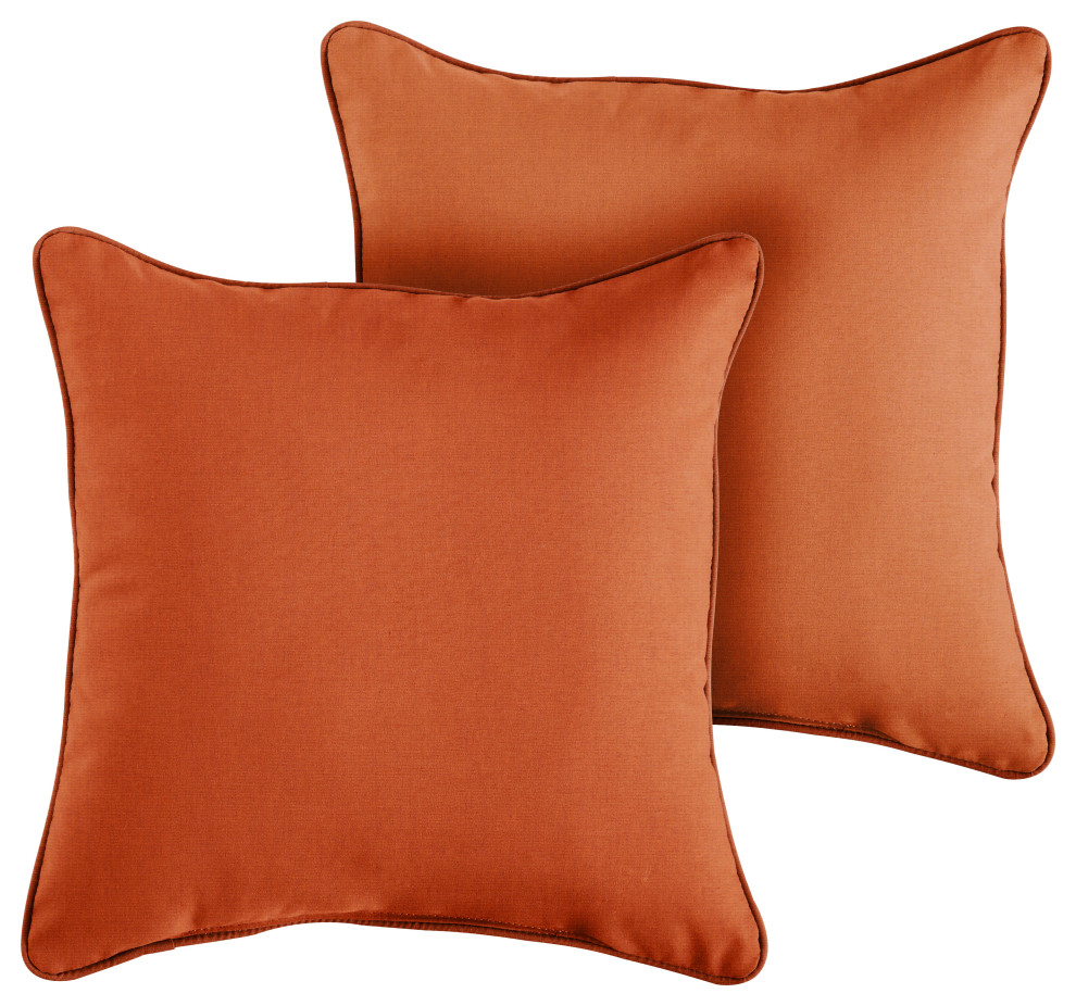 Sunbrella Canvas Rust Outdoor Corded Pillows Set Of 2 20x20 Contemporary Outdoor 