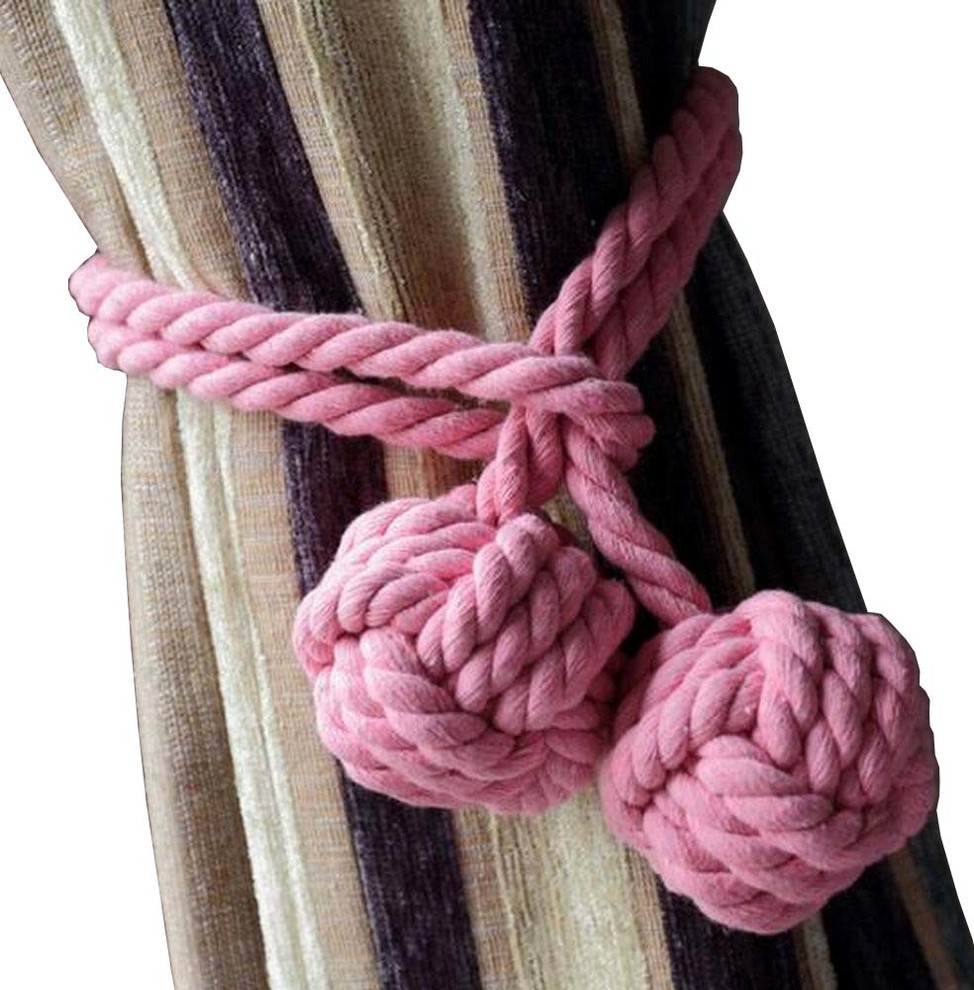 A Pair of Curtain Tiebacks, Pink Modern Window Treatment