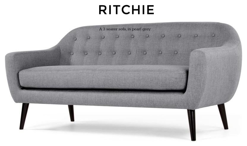 Ritchie 3 Seater Sofa in pearl grey