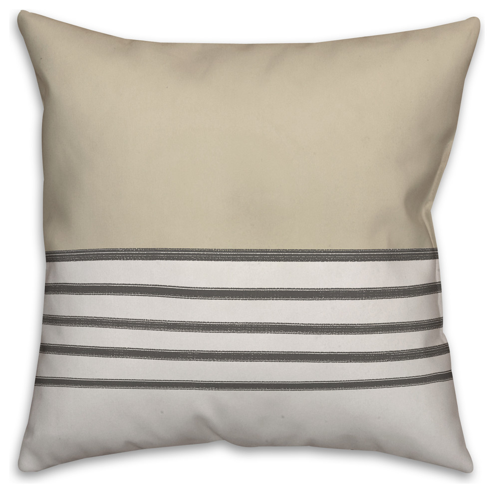 Taupe Stripes 18x18 Throw Pillow