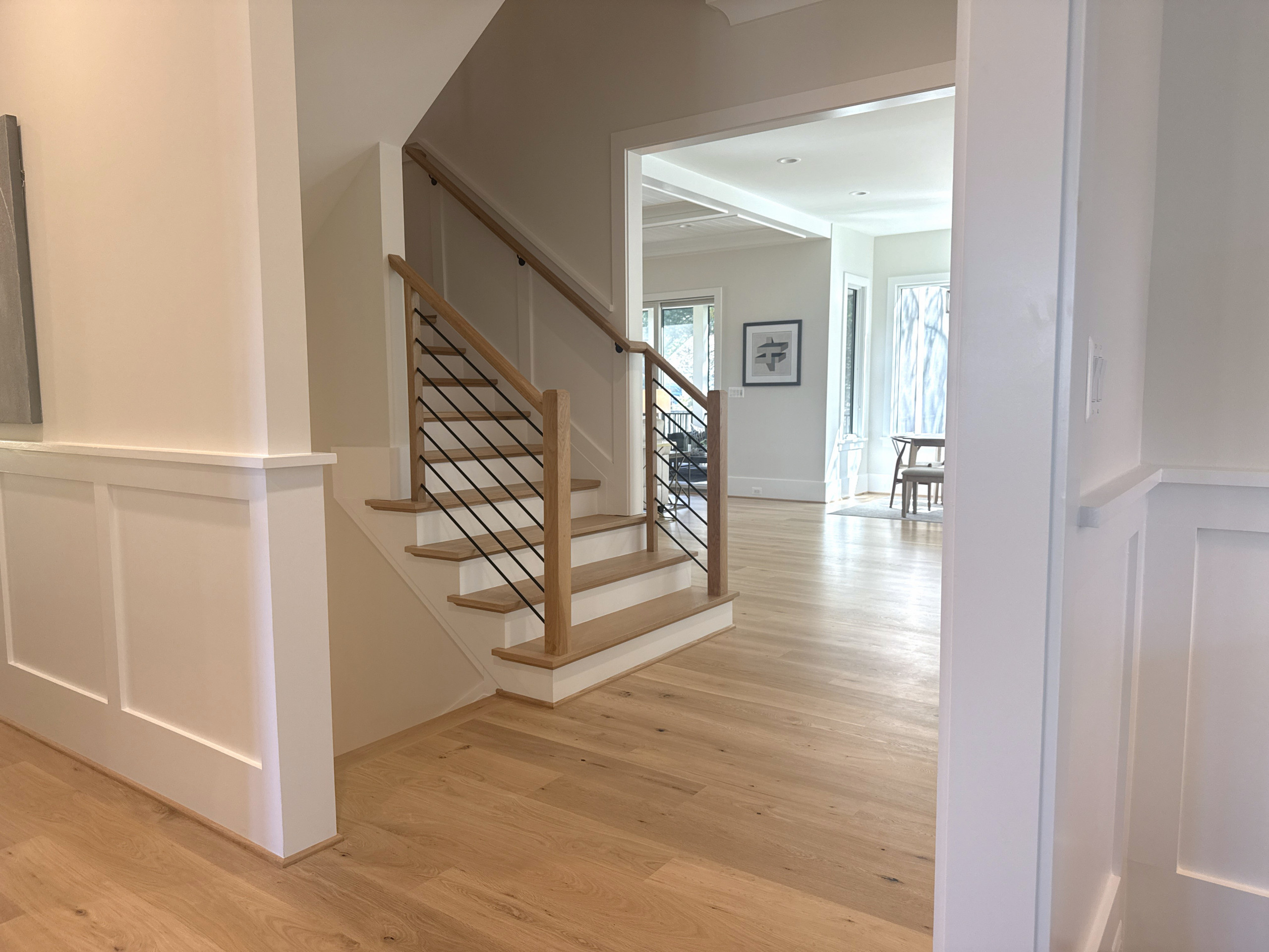 140_Modern White Oak Stair with Horizontal Bar Rail, Falls Church, VA 22043
