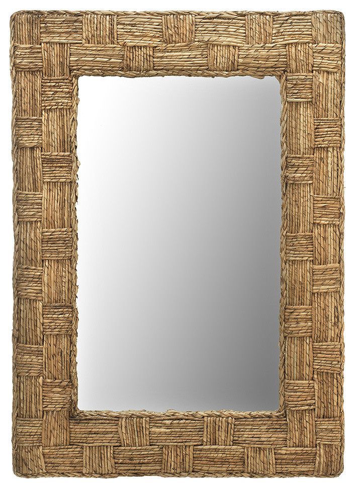 Rectangular Checquered Wall Mirror, Rope Beach Style Wall Mirrors Other by KOUBOO Houzz