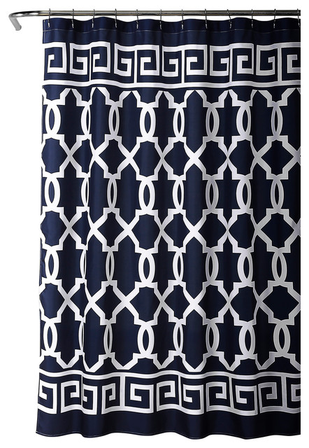 Maze Border Shower Curtain Navy Single 72 X72 Mediterranean