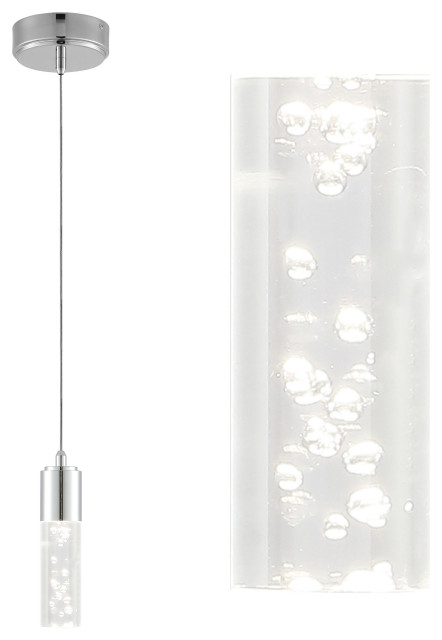 Bolha Bubble Acrylic/Iron Modern Minimalist Integrated LED Pendant, Chrome
