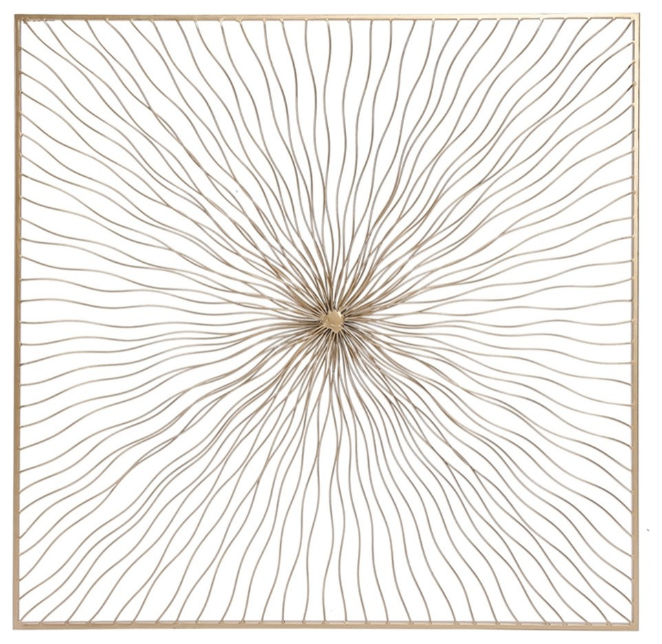 LuxenHome Gold Abstract Flower Square Metal Wall Decor Contemporary