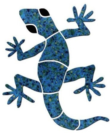 Small Gecko Ceramic Swimming Pool Mosaic 6", Blue