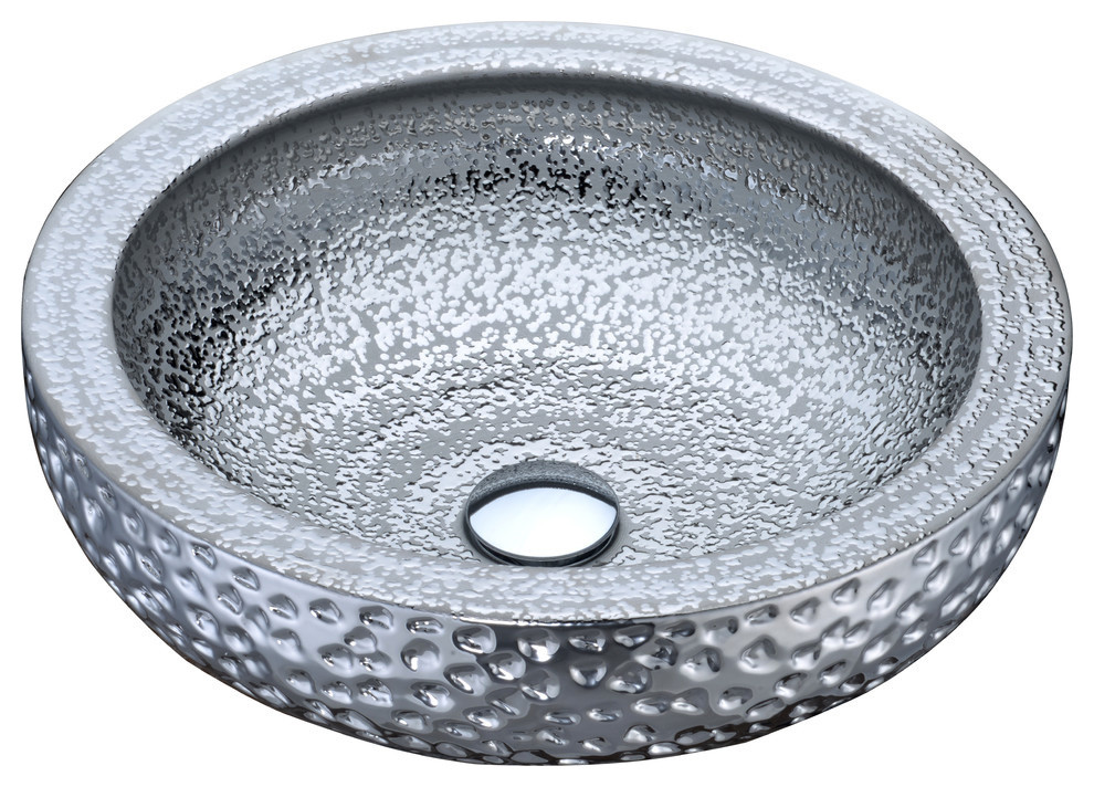 ANZZI Regalia Series Vessel Sink in Speckled Silver Contemporary
