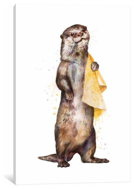 "Otter" by Laura Graves Canvas Print, 18"x12"