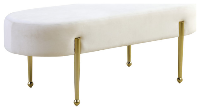 Gia Velvet Upholstered Bench, Cream