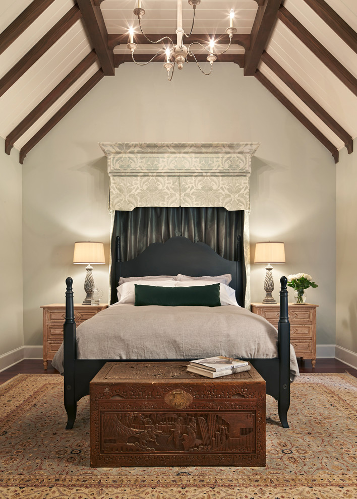 Design ideas for a traditional bedroom in Seattle with grey walls.
