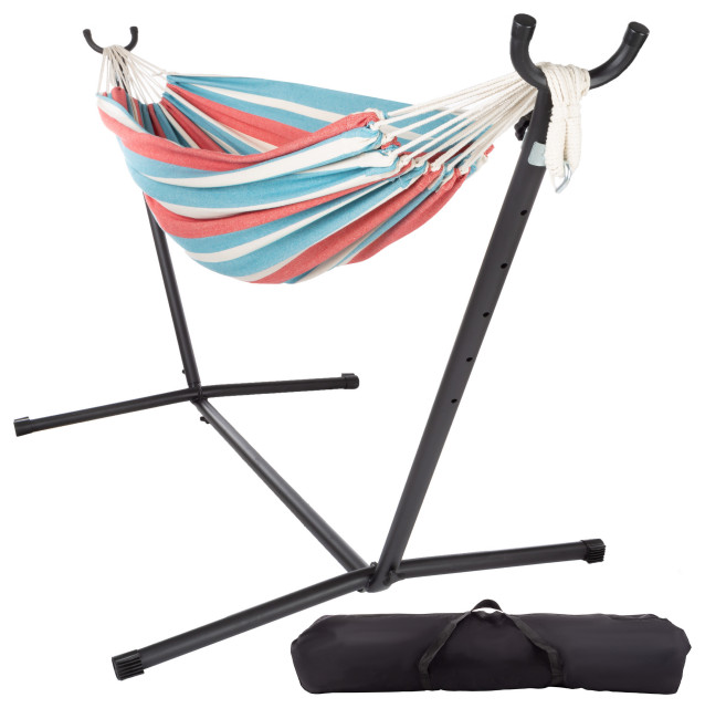 2 Person Hammock Brazilian Style Woven Cotton Swing Stand Alone Hammock