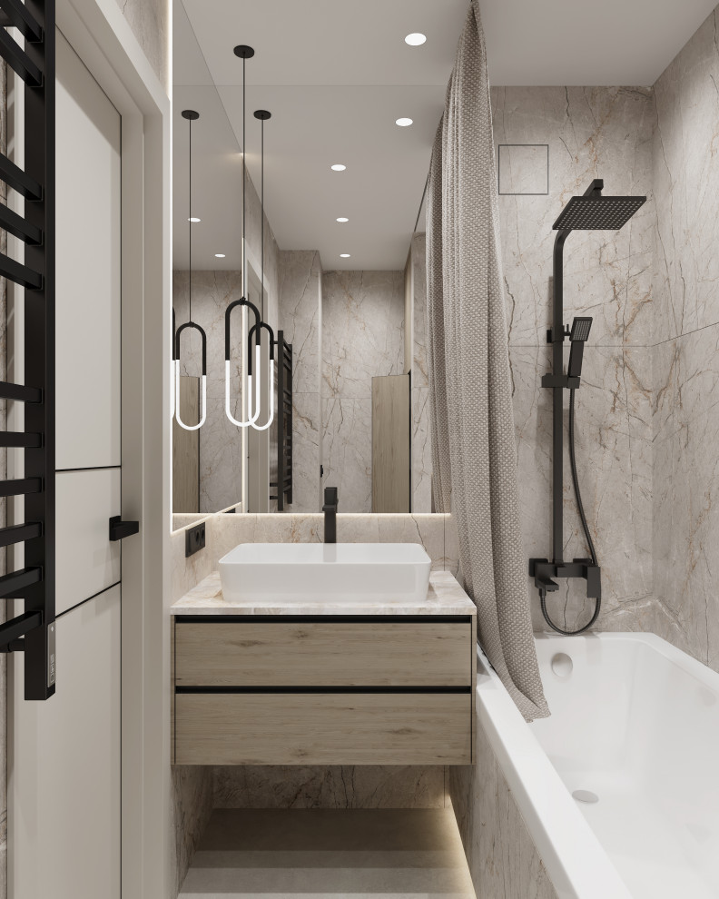 Дизайн санузла в теплых тонах