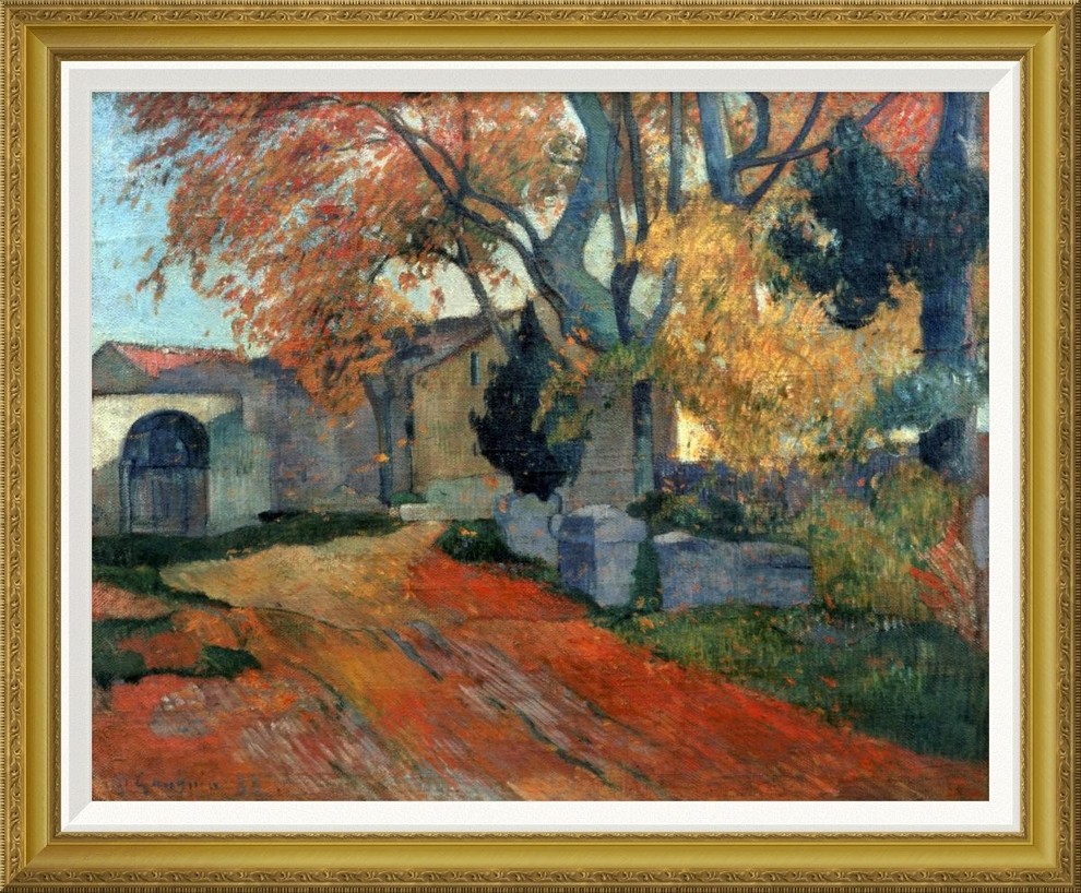 "L'Allee des Alyscalps Arles" Framed Canvas Giclee by Paul Gauguin, 36x30"