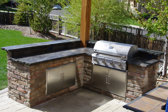 Rustic Outdoor Concrete Countertop Kitchen - Rustic - Patio - Denver ...