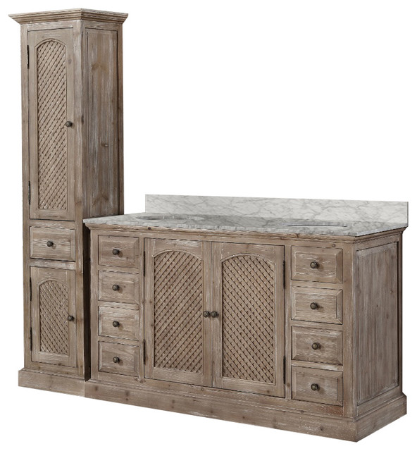 Infurniture 60 Solid Wood Sink Vanity With Arctic Pearl Quartz Top Infurniture 60 Solid Wood Sink Vanity With Arctic Pearl Quartz Top No Faucet Farmhouse Bathroom Vanities And Consoles By Inc