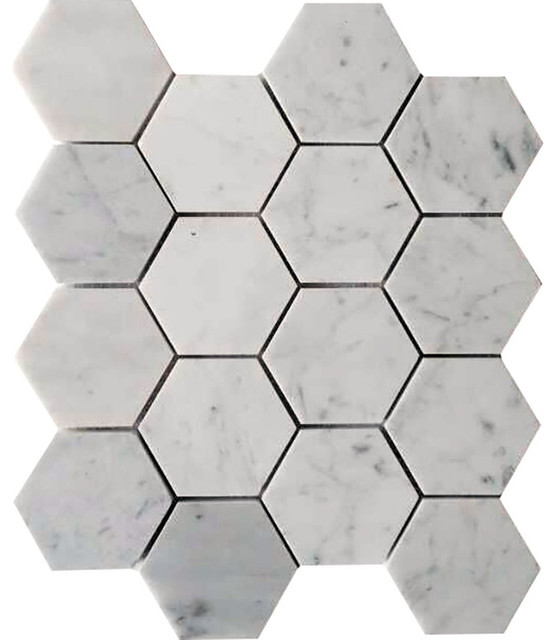 Carrarra Hex 3x3 Polished Tile