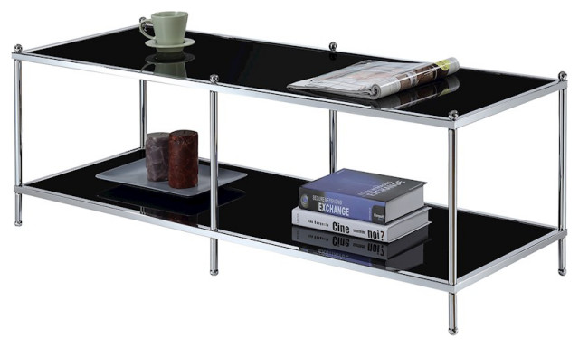 Convenience Concepts Royal Crest Coffee Table Chrome Black Glass Contemporary Coffee Tables By Convenience Concepts Houzz