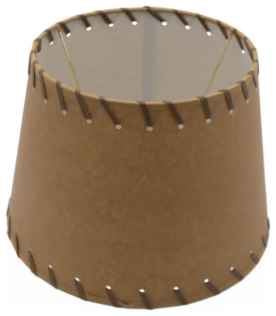 Kraft Parchment Stitched Trim 12" Slip Uno Lamp Shade Southwestern