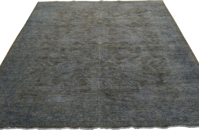 Overdyed Silver Wash Fine Peshawar 6'x9' Hand Knotted Rug 100% Wool
