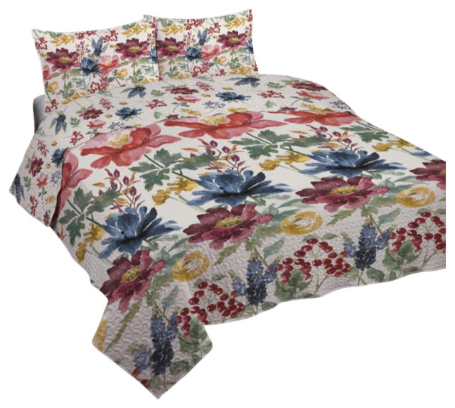 Watercolor Fall Queen Quilt Set Contemporary Quilts And Quilt Sets