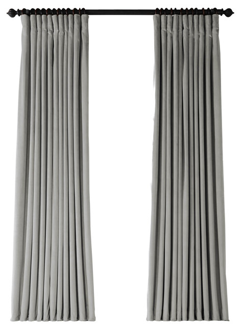 Signature Silver Gray Velvet Blackout Curtain Single Panel