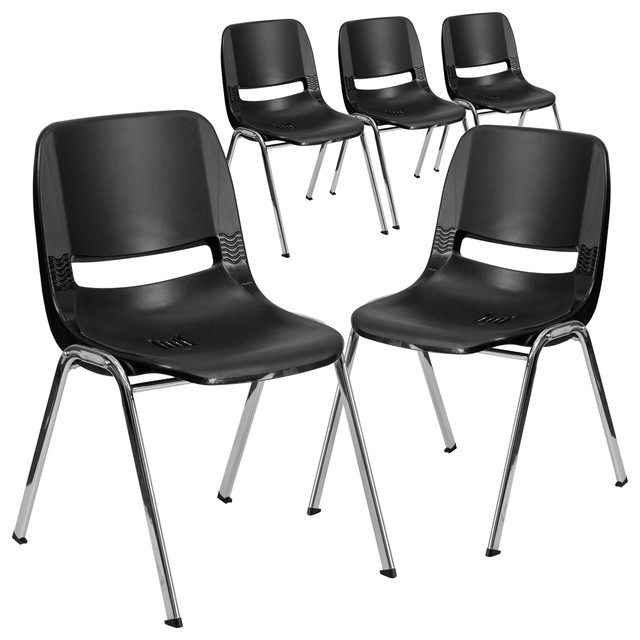 Hercules Series 880 lb. Capacity Ergonomic Shell Stack Chairs, Set of 5