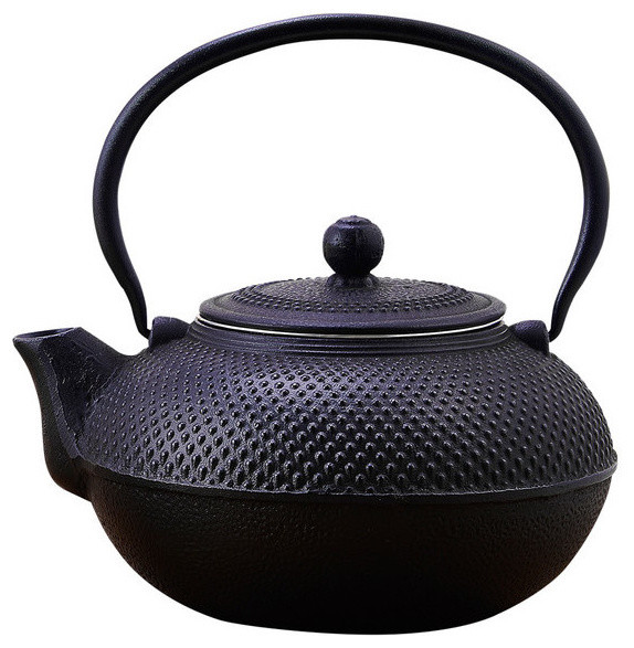 Matte Black Cast Iron"Saga" Teapot, 52 Oz. Traditional Teapots by