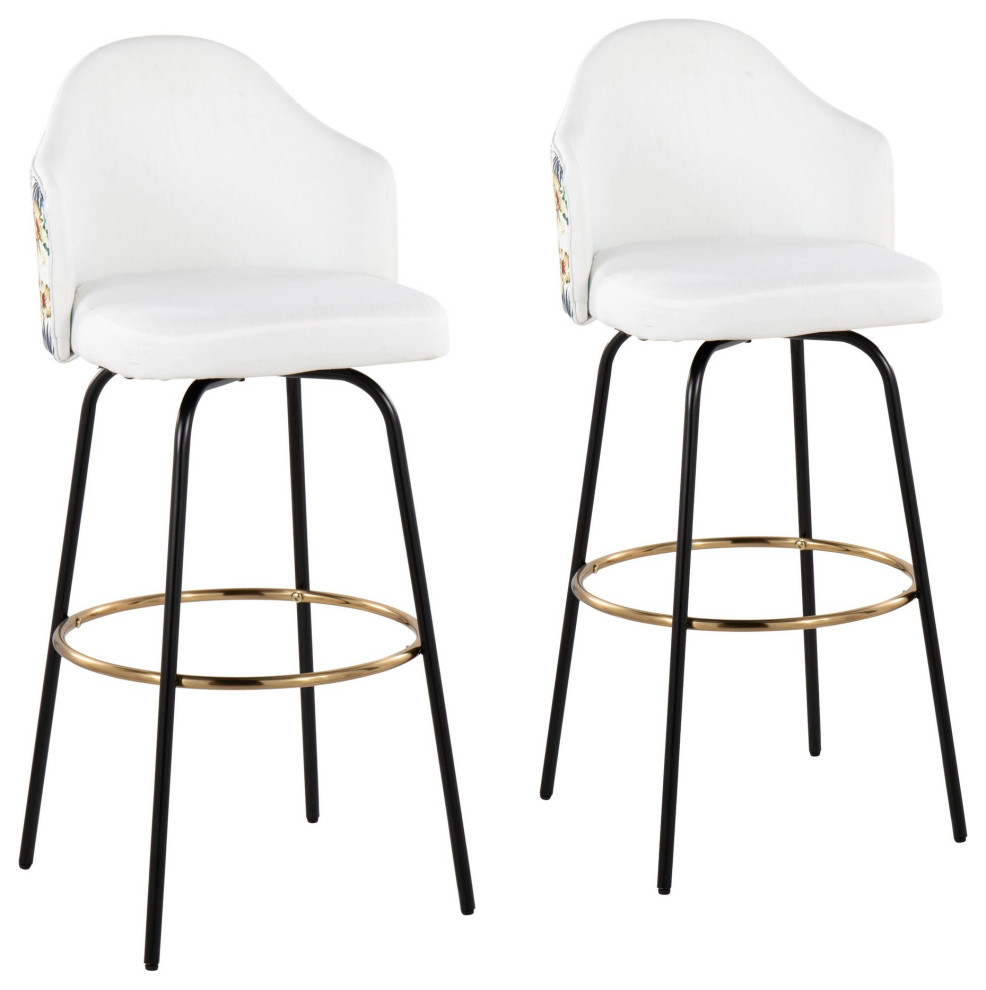 Ahoy Bar Stool, Set of 2, Black Metal Midcentury Bar Stools And