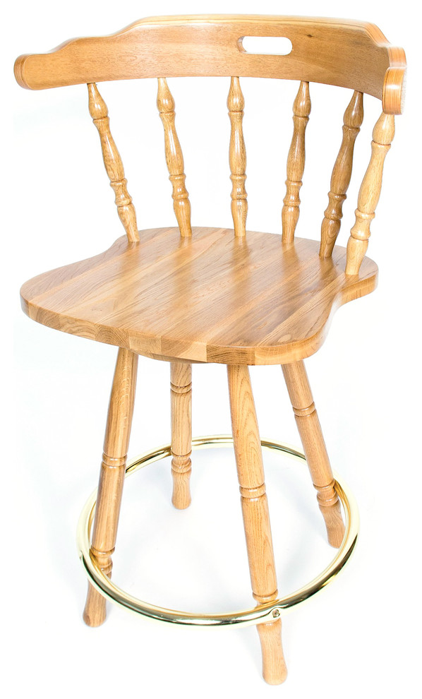 Solid Medium Oak Back Swivel 24inch Barstool Contemporary Bar