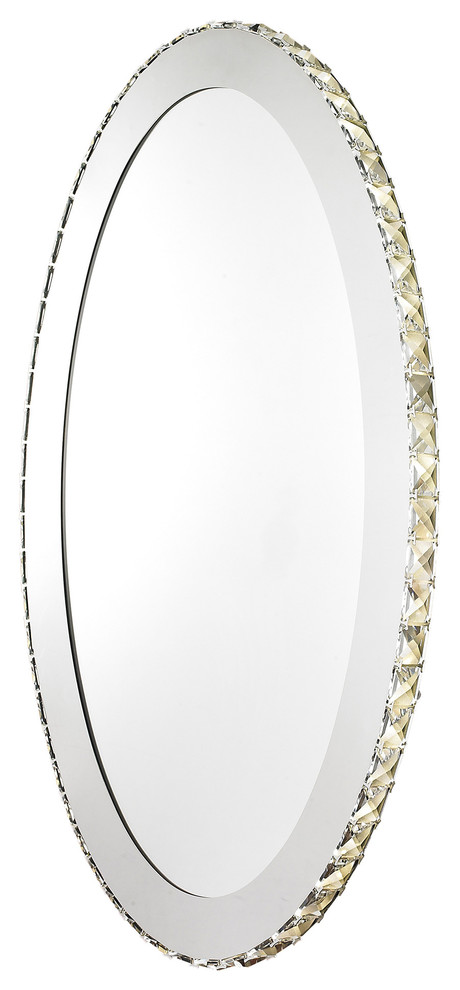 Eglo 9x3.3w Led Mirror W/ Chrome Finish & Crystals Around Outer Frame ...